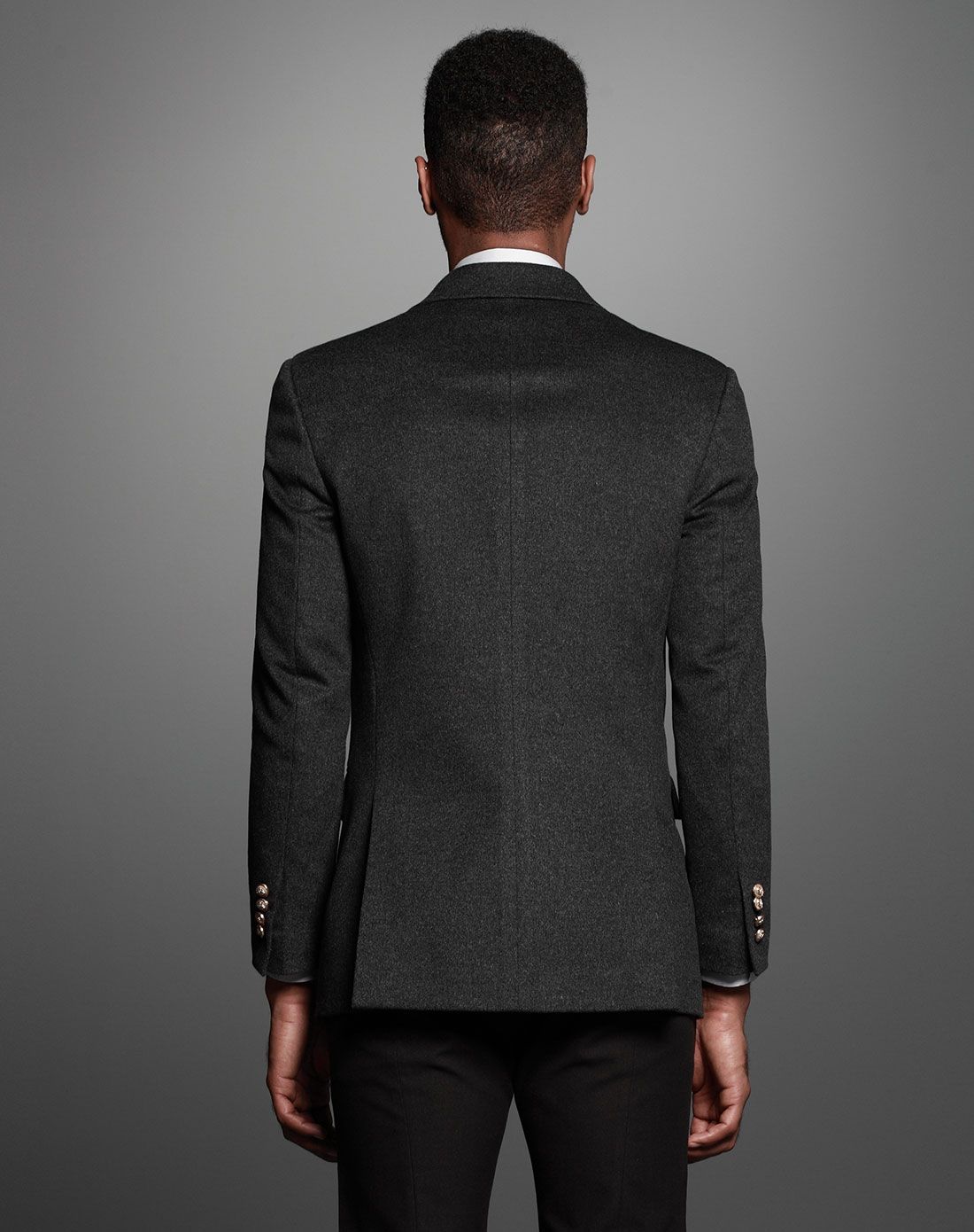 雅灰色易搭配双排扣纯羊毛大衣