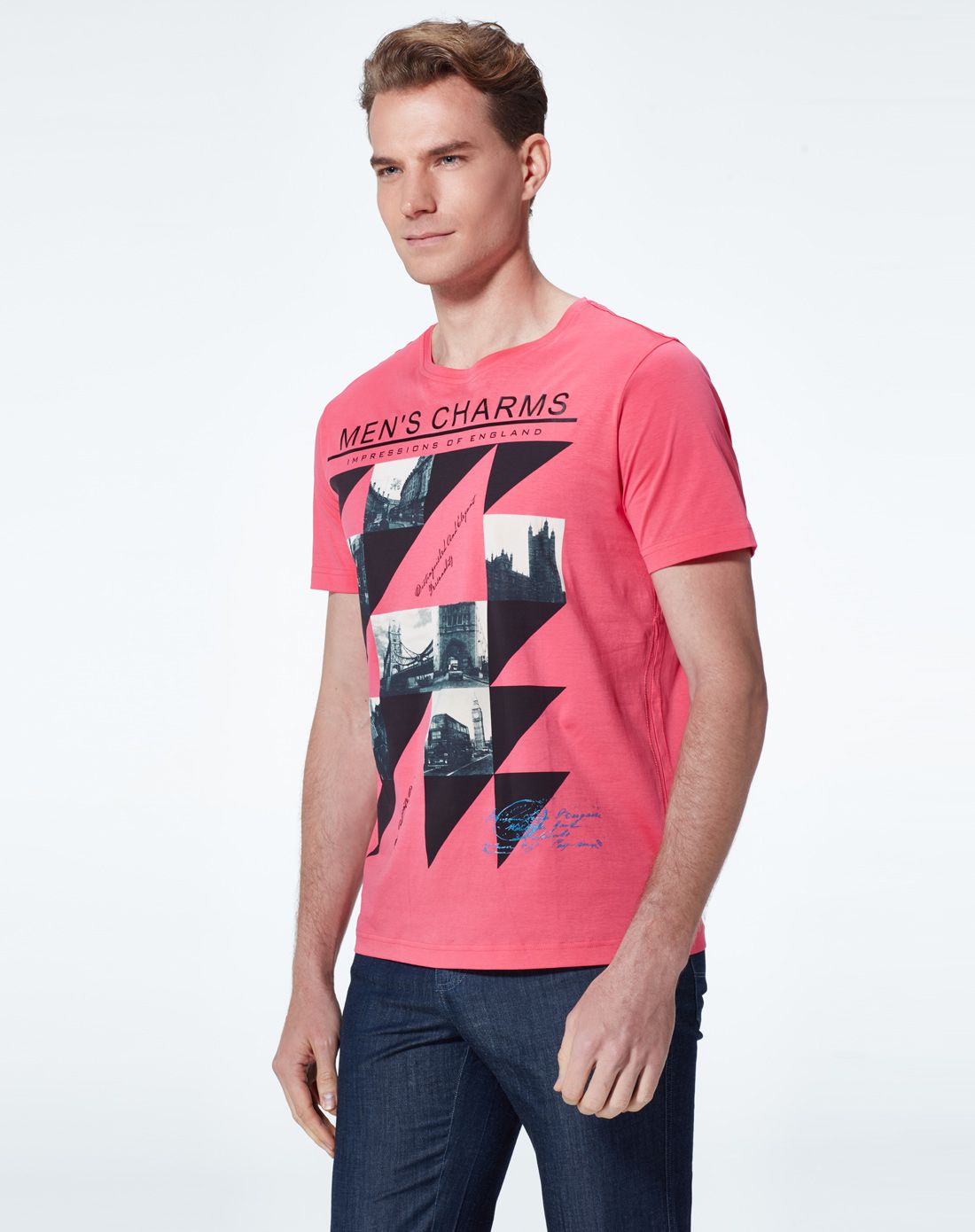 粉色魅力纯棉圆领短袖t恤