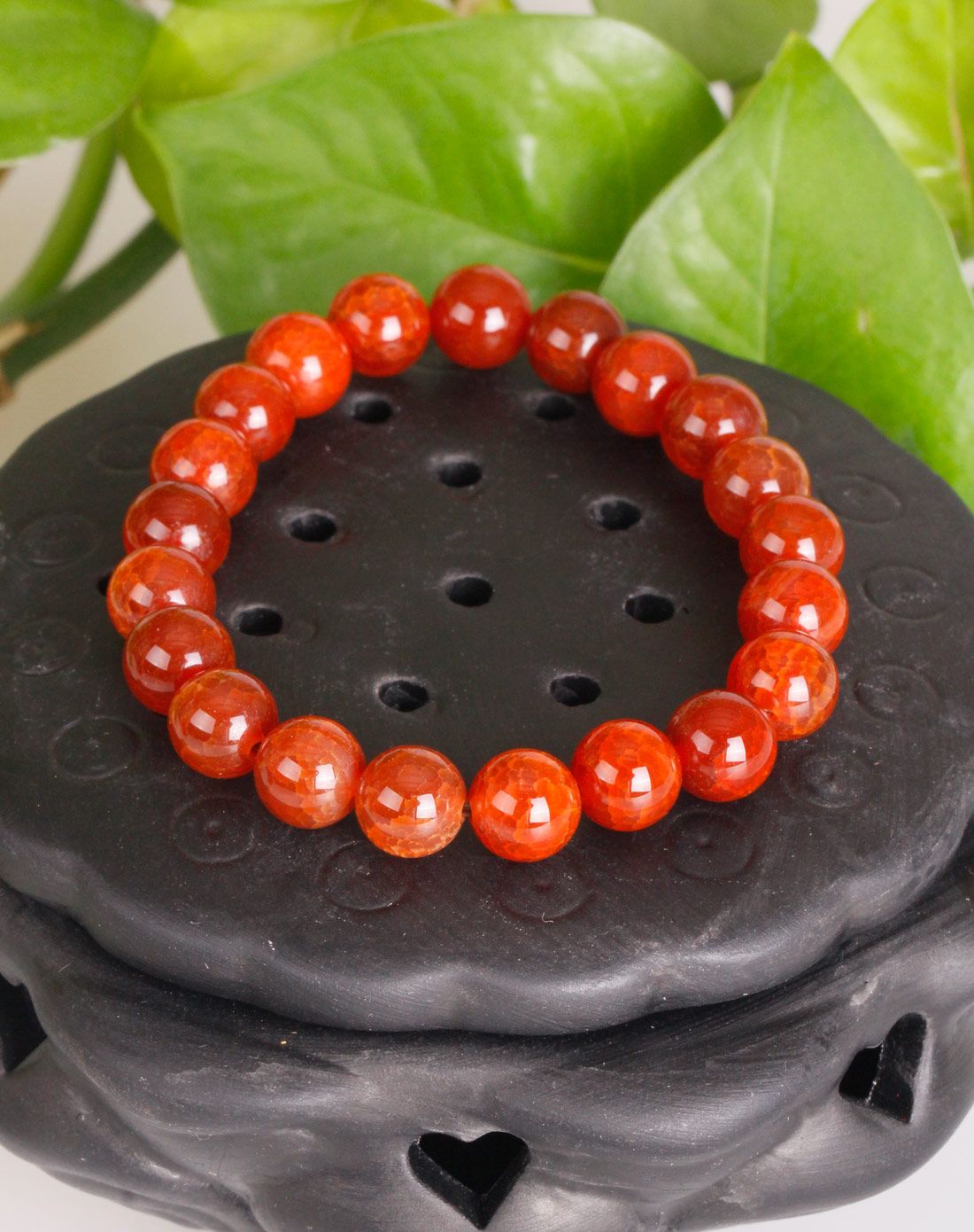 中性天然冰花玛瑙手串附证书