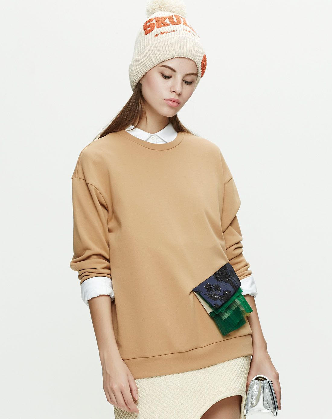 不对称棉质百搭造型长袖t恤