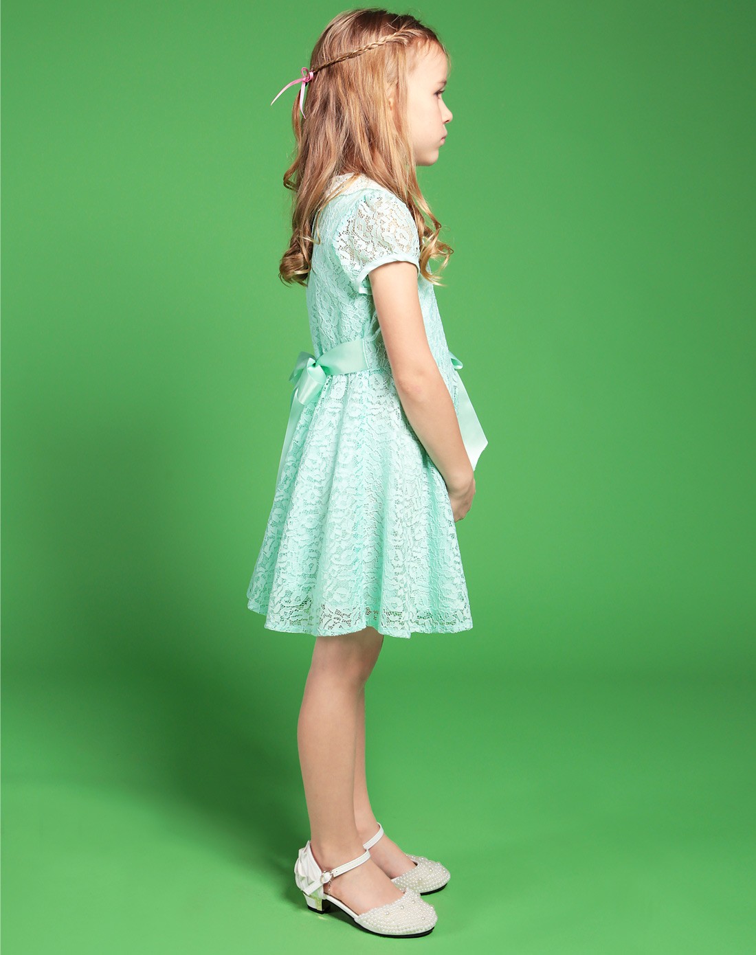 [特惠]女童绿色连衣裙