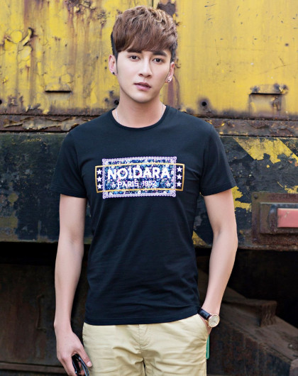 no1dara男装129元封顶专场黑色星星字母印花短袖t恤tx6210412702_唯品