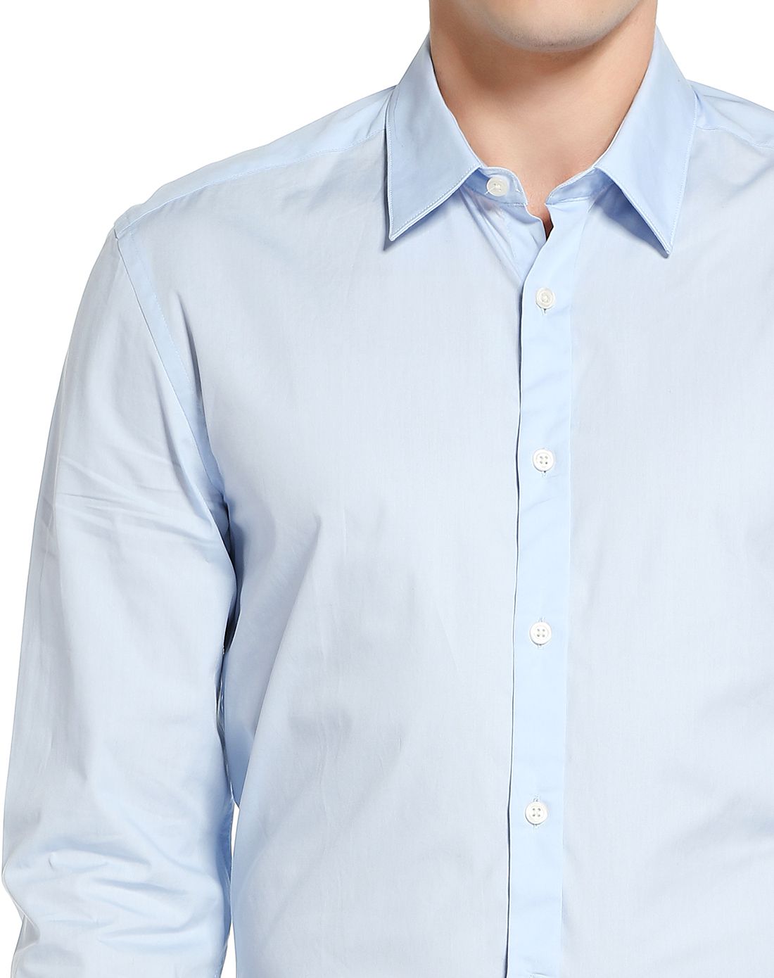 chemise男款天蓝色标准领纯棉衬衫