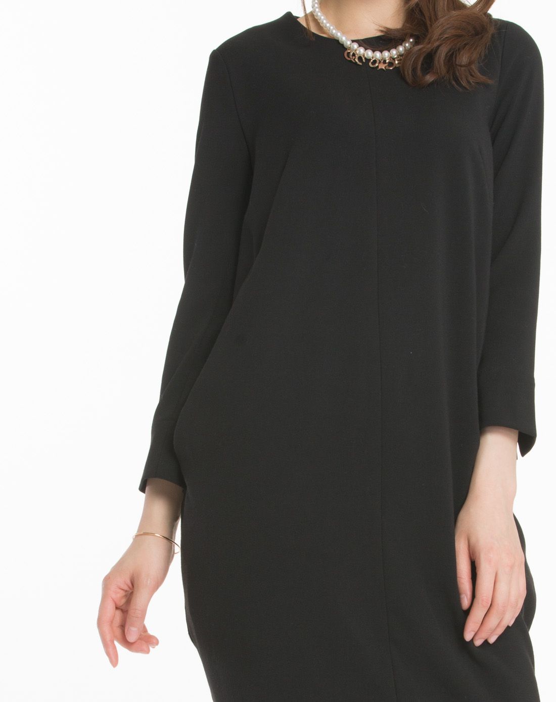 coco deal& rouge diamant女装黑色好气质七分袖连衣裙34815412z_唯品