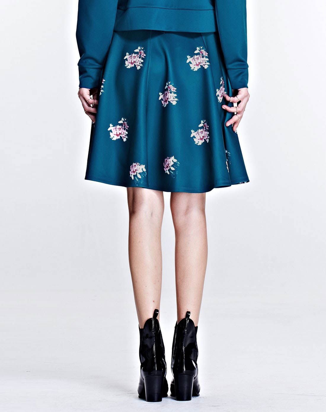 佐丹奴giordano孔雀绿色欧式风情玫瑰印花a型弹力半身伞