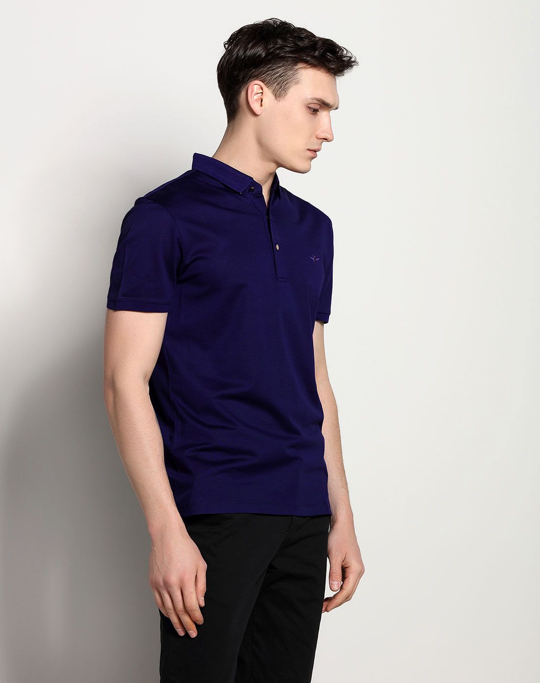 黛蓝色 凉爽莱赛尔精致绣标polo衫