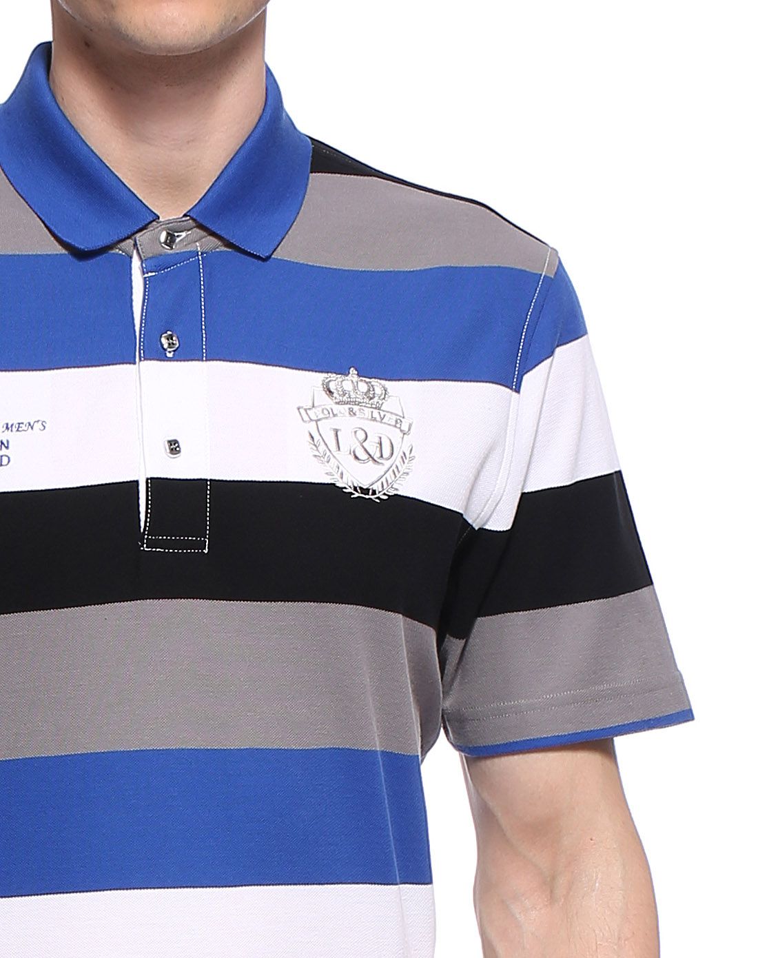 利奥纳多leonardo蓝/多色翻领斯文间纹短袖t恤ltxd1220102_唯品会