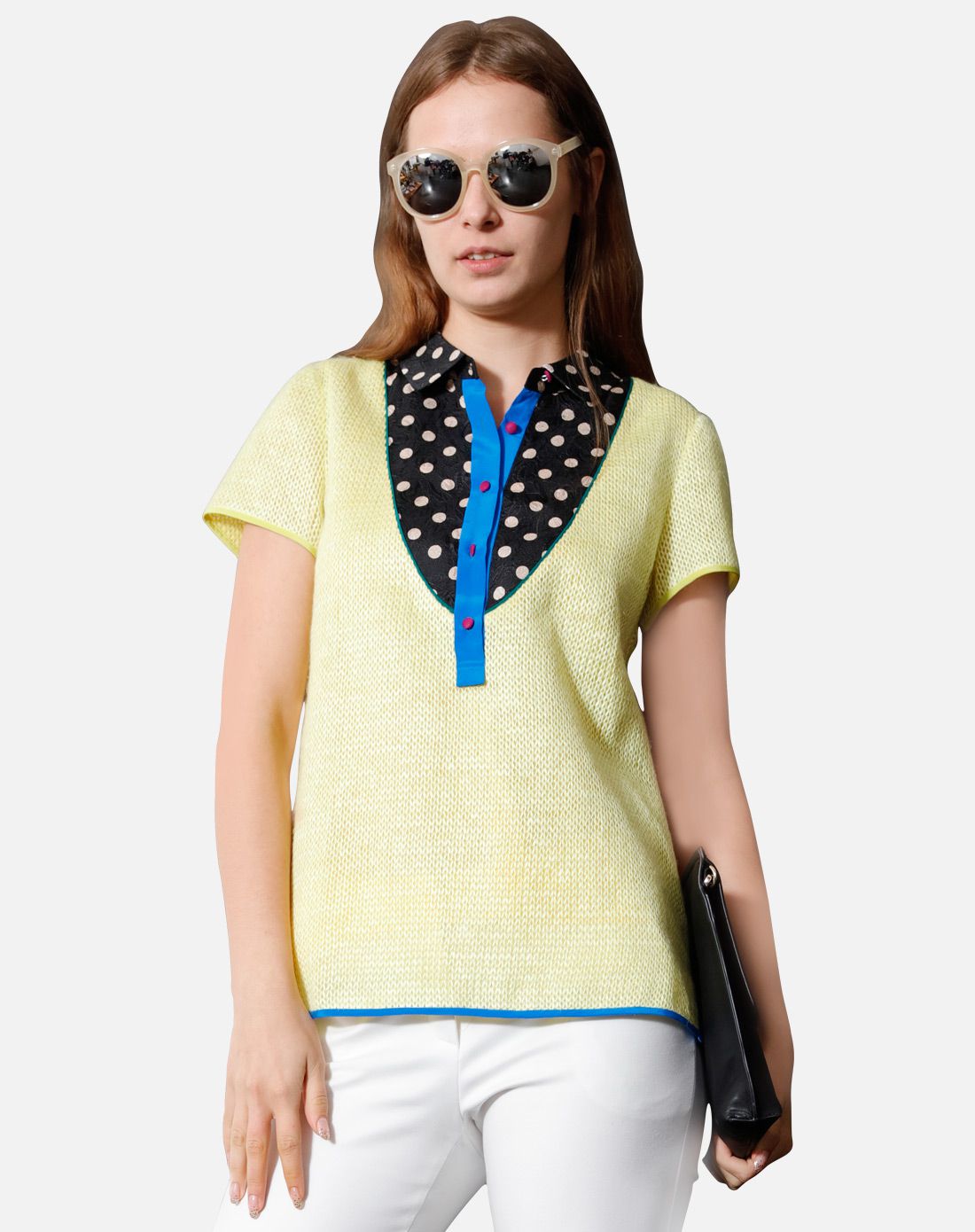 彩麻纱复合欧根上衣