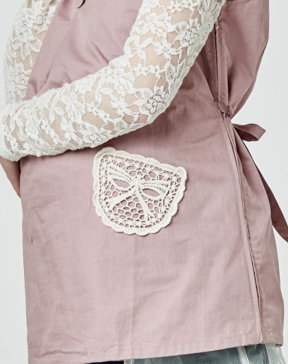 粉红25%金属丝花边领装饰防电磁波背心