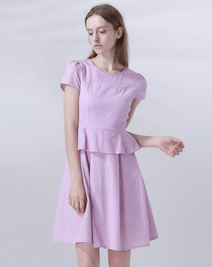 阿奇米朵arkmiido女装专场 荷花边短袖连衣裙