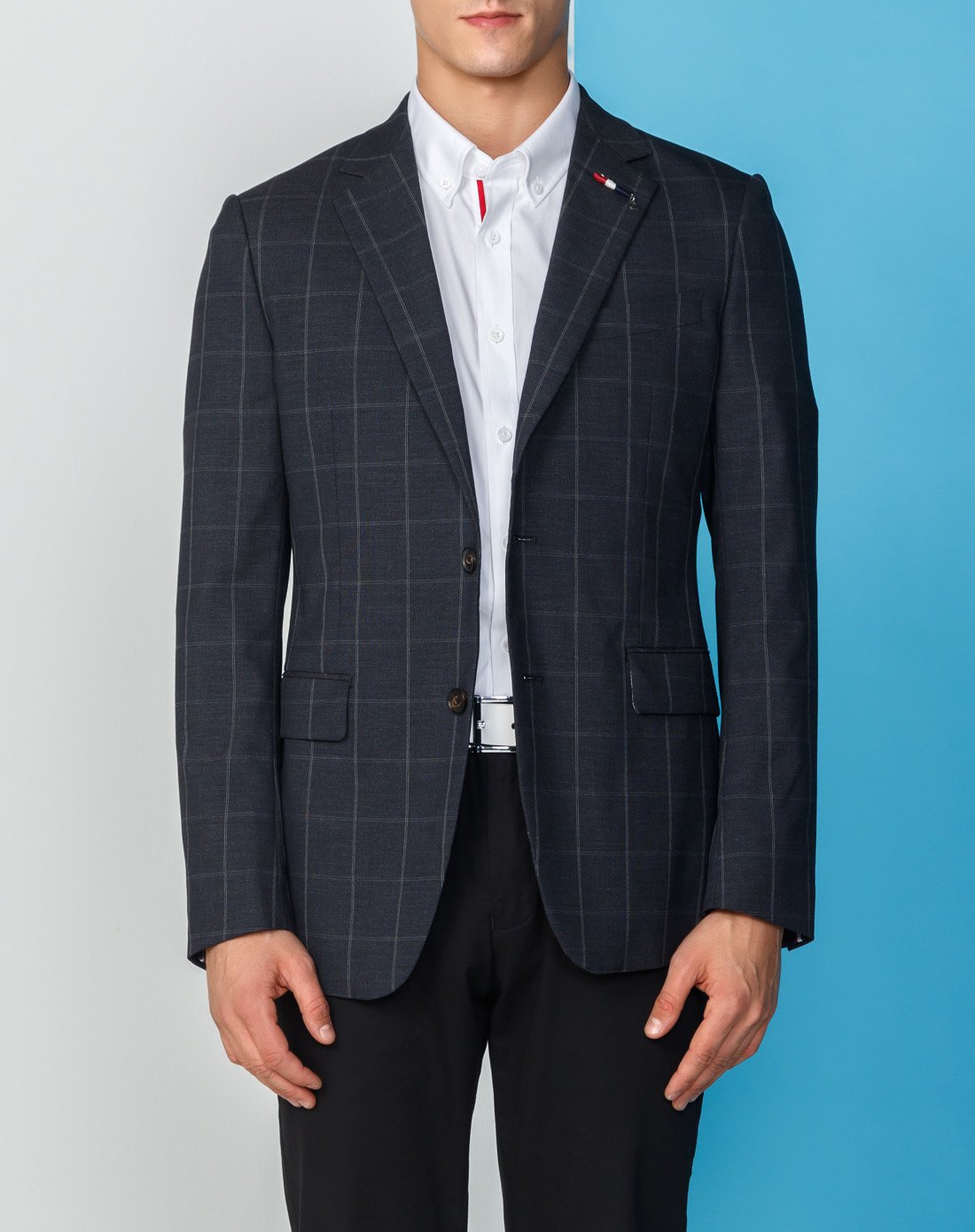 商务休闲时尚英伦复古格纹男士西装西服外套