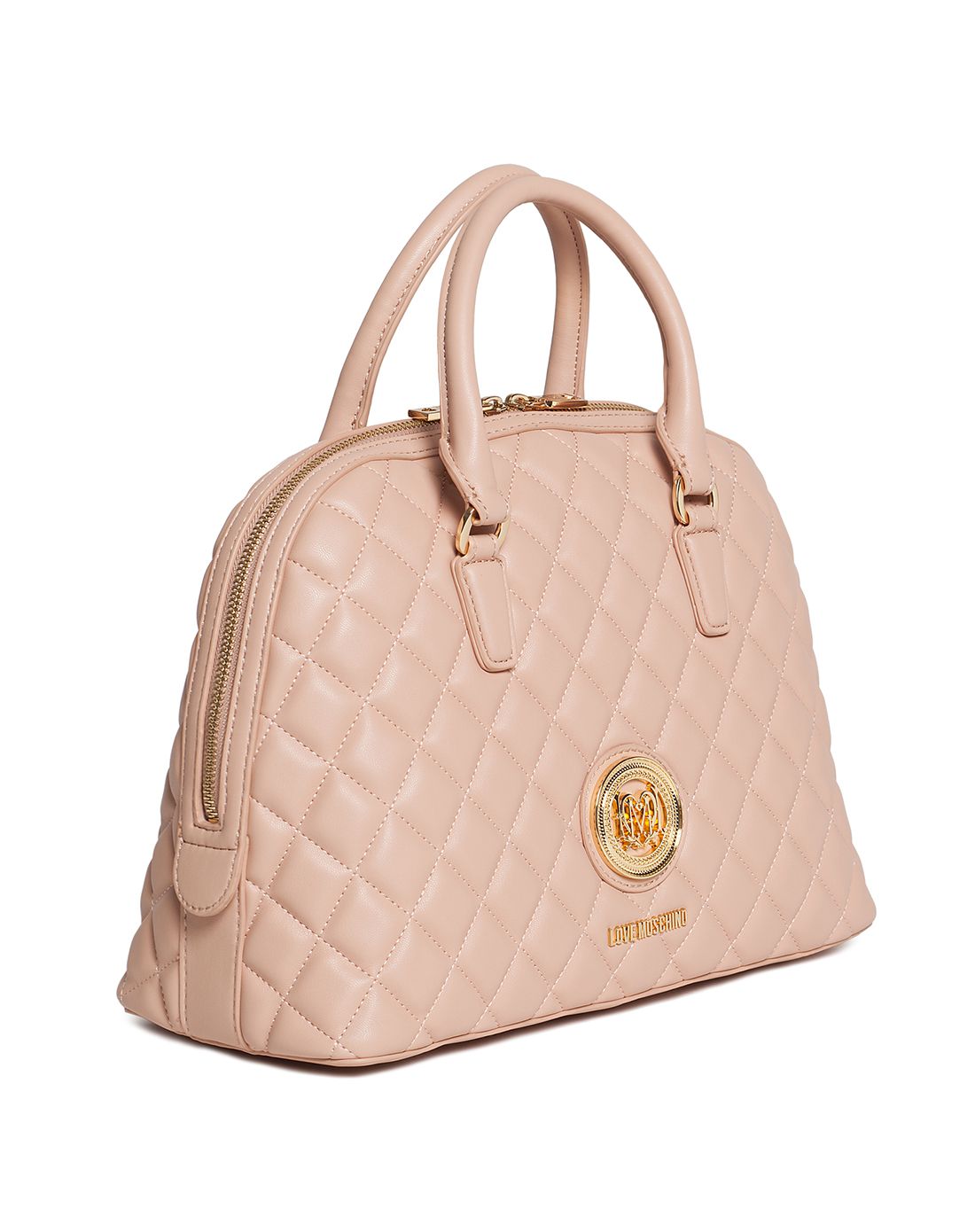 love moschino 包包专场 love moschino女款裸色菱格拉链式饺子手提包