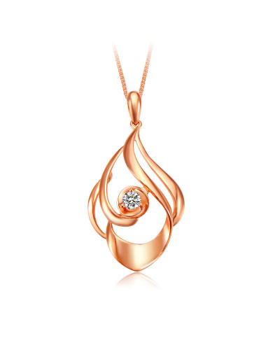 金至尊 18k金夏曲系列玫瑰金镶嵌水滴吊坠(定价/不含链)