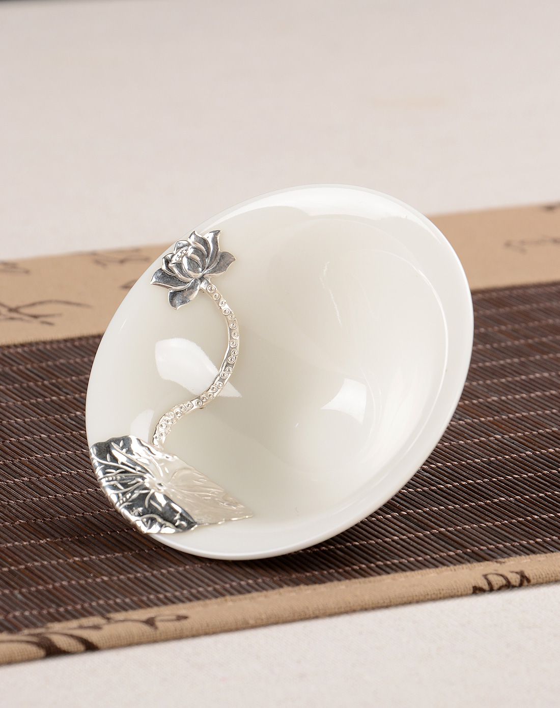 百鸿bai hong茶具直发货精品镶银荷叶品茗杯 带礼盒bh2016-xm065_唯品