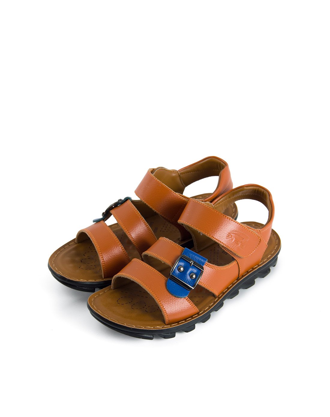 七波辉正品 夏季新品儿童休闲皮凉鞋 男童皮凉鞋大童鞋红棕