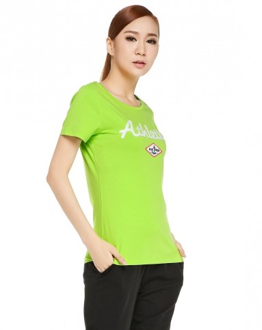 运动大牌短袖t恤专场安踏 舒适棉质 女款绿色短袖t恤 生活系列