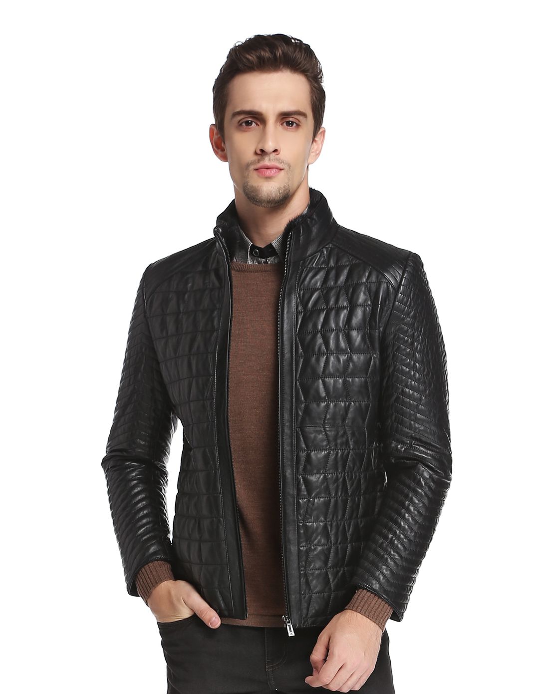 夏利豪黑色时尚帅气长袖皮衣c54-219069199_唯品会