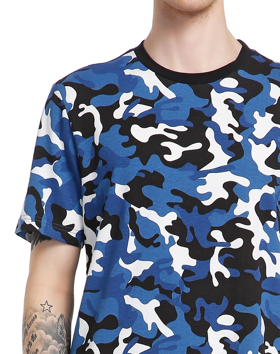 蓝/白色潮流迷彩短袖t恤