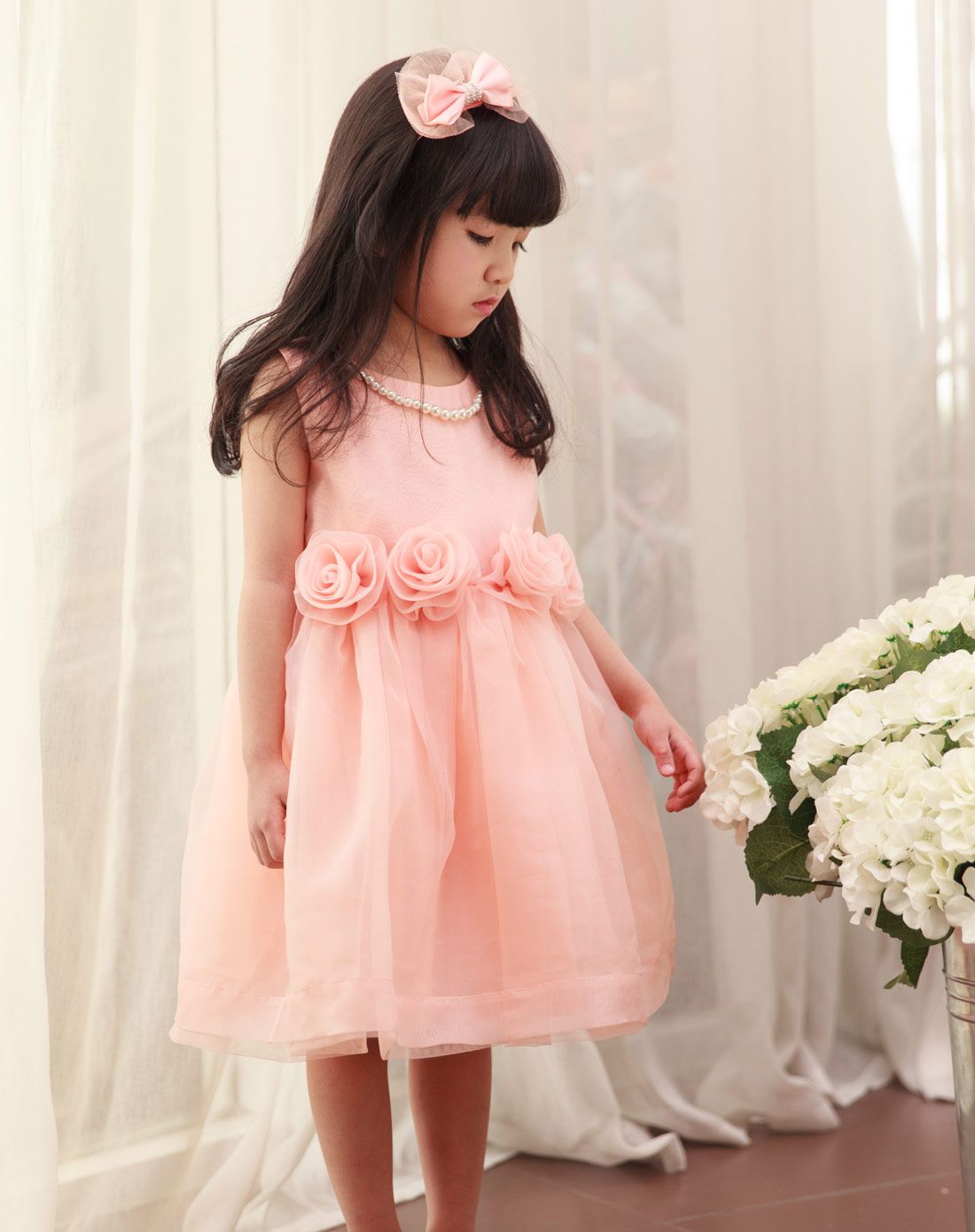 女童粉色夏季连衣裙