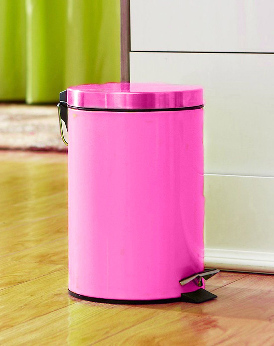 不锈钢防臭垃圾桶(大号8l-粉色)
