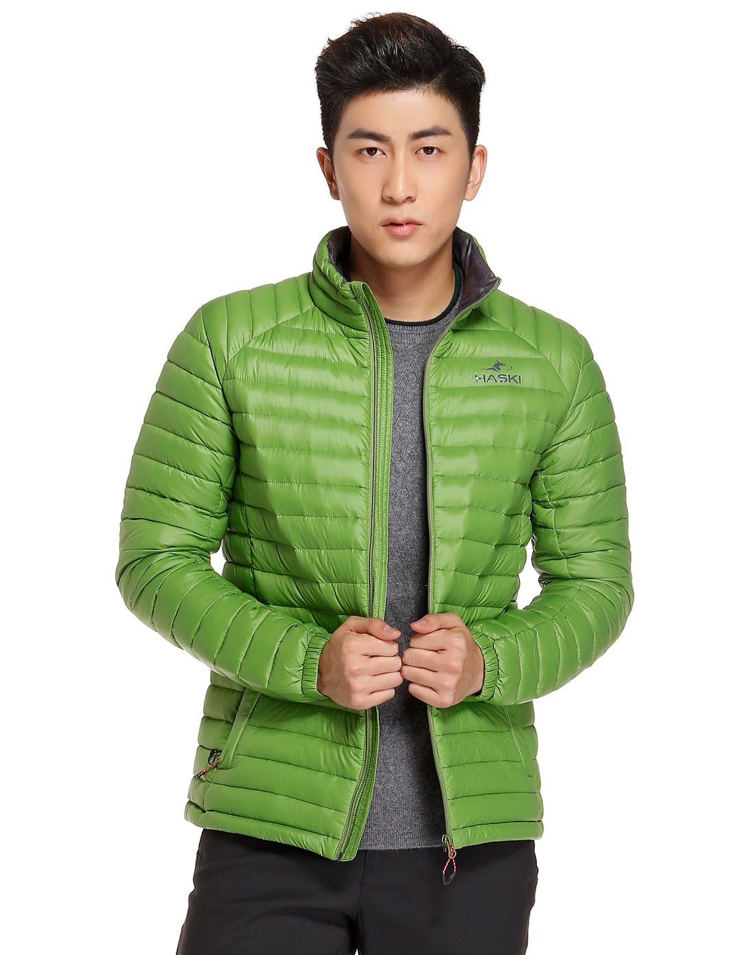 轻质保暖 男款绿色长袖羽绒服