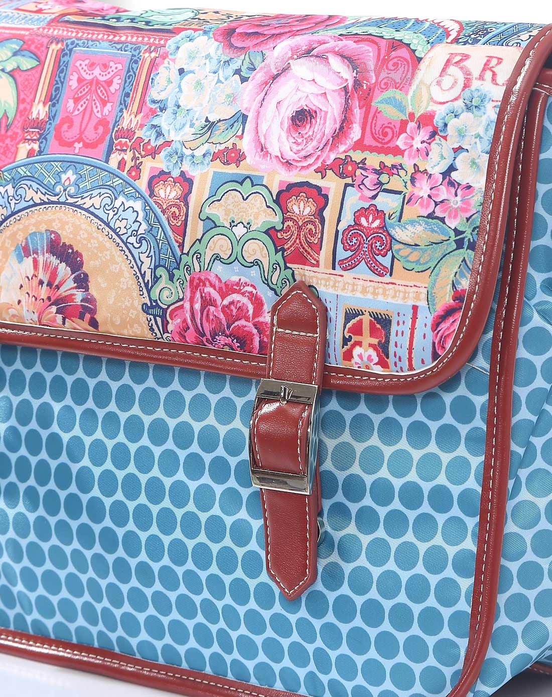 馨而乐-印花多功能斜挎牛津包-梦莺物语-蓝