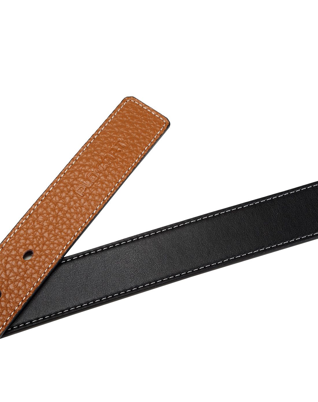 男款黑桔黄色牛皮时尚简约可旋转针夹扣皮带