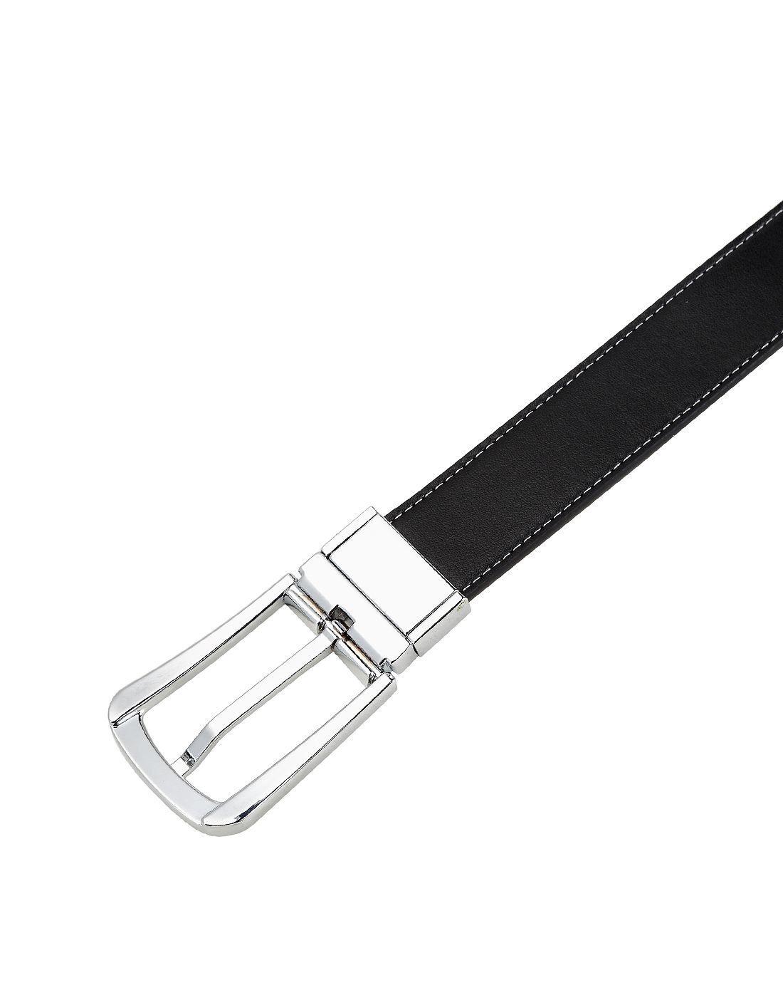 男款黑桔黄色牛皮时尚简约可旋转针夹扣皮带