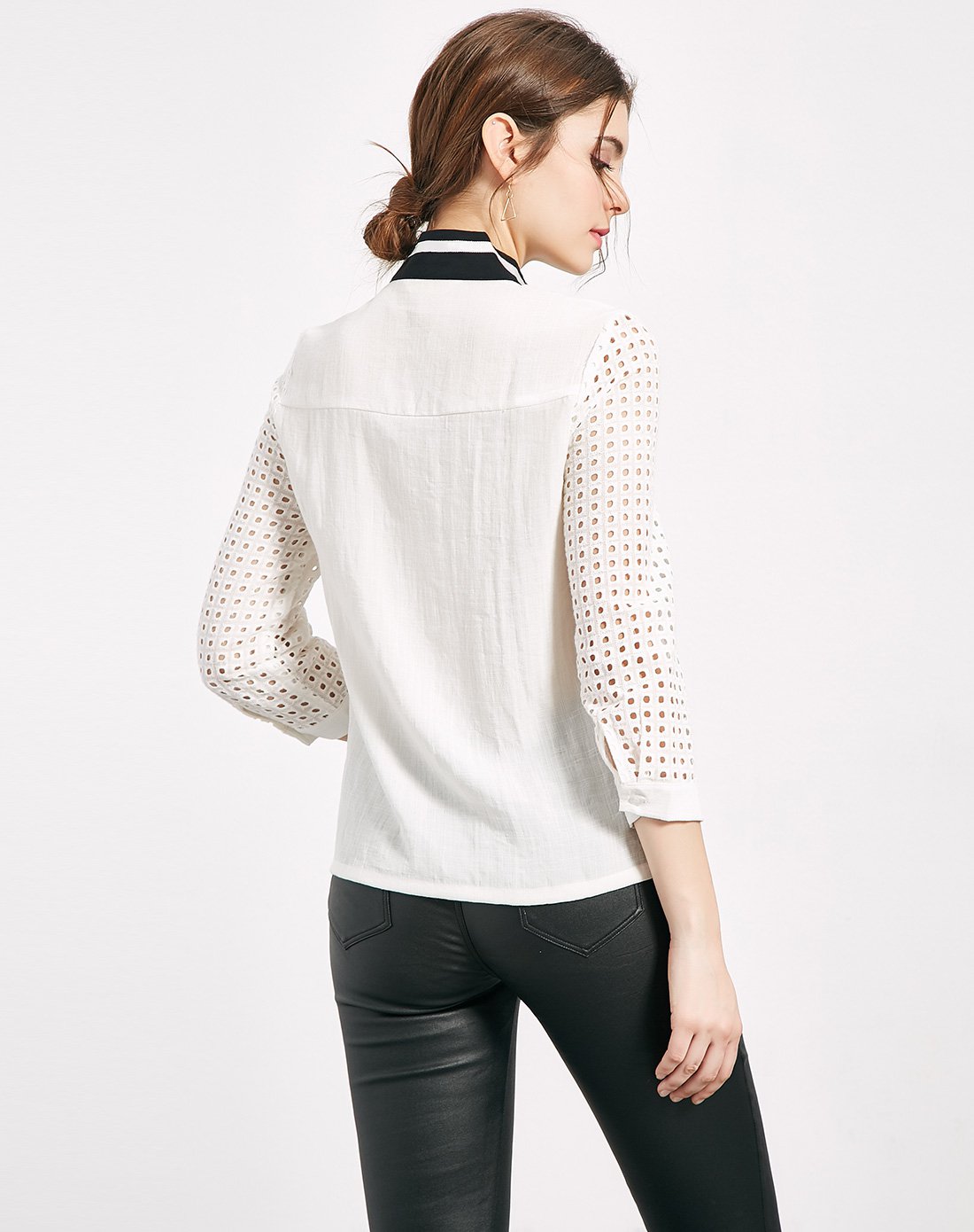 白色镂空袖衬衫