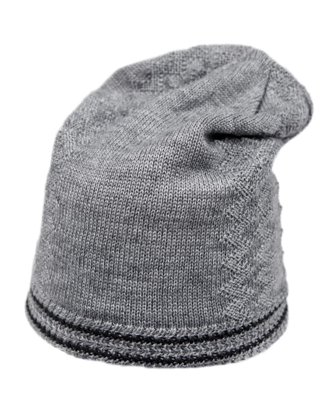 凹造型 中性中灰色毛线帽 街头潮人