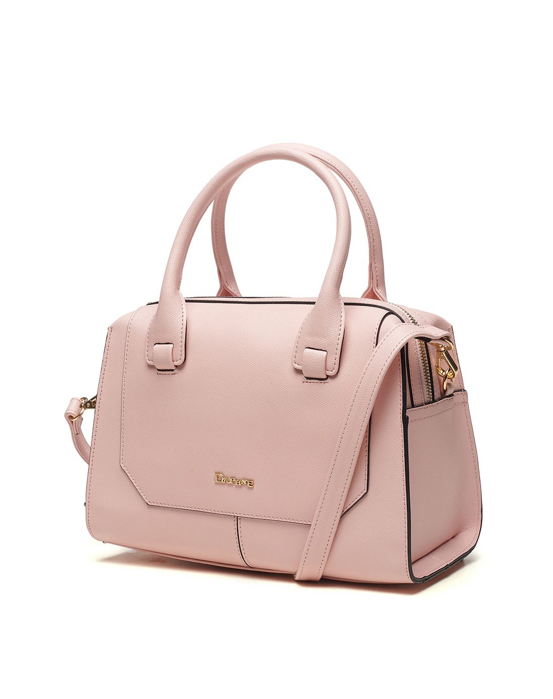 2016年新款达芙妮时尚纯色软面浅粉红女手袋