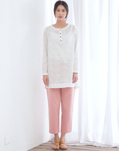 白色夏季长袖薄衬衫白色