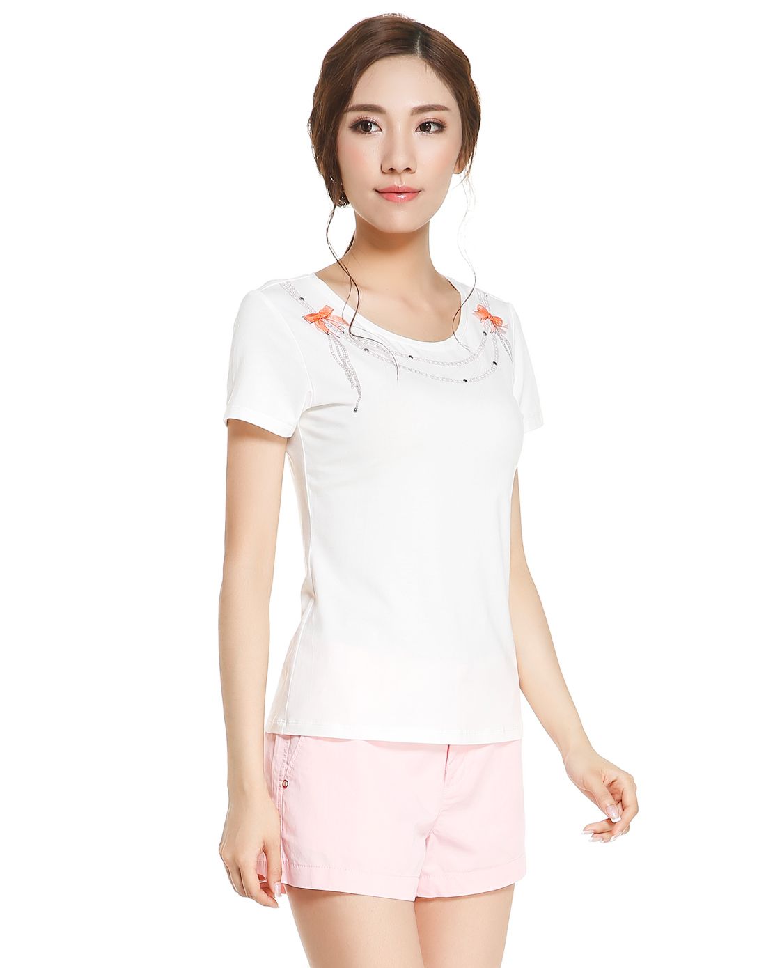 白色轻薄圆领短袖t恤