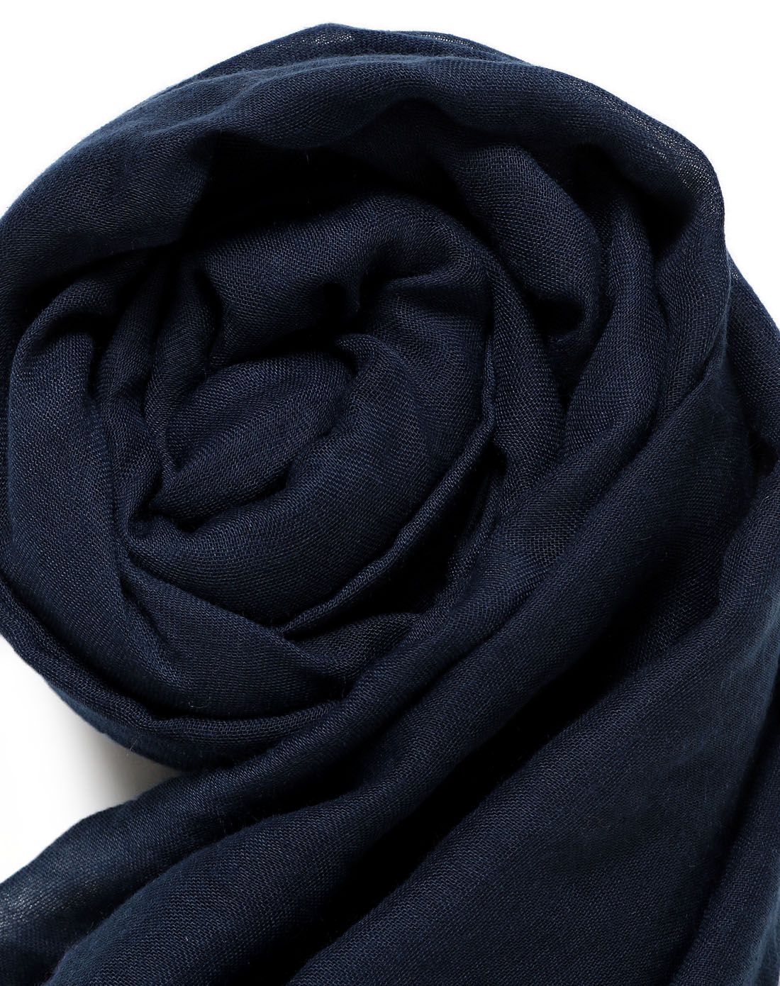 女款藏蓝色纯色须边围巾