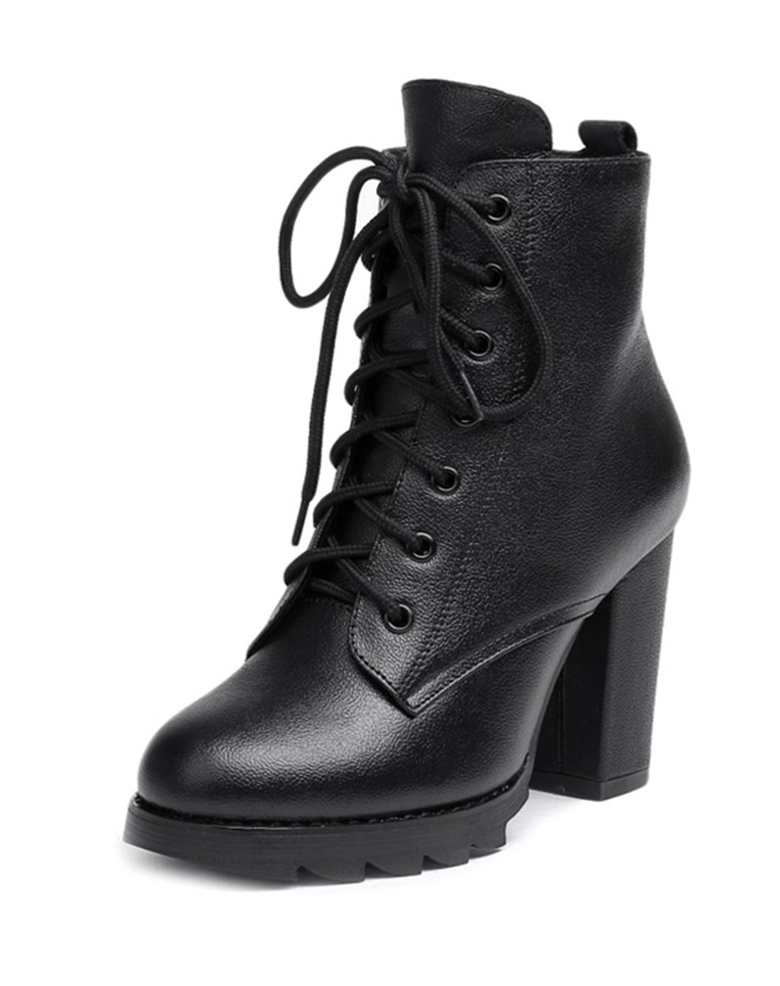 韩都衣舍黑色粗跟靴子