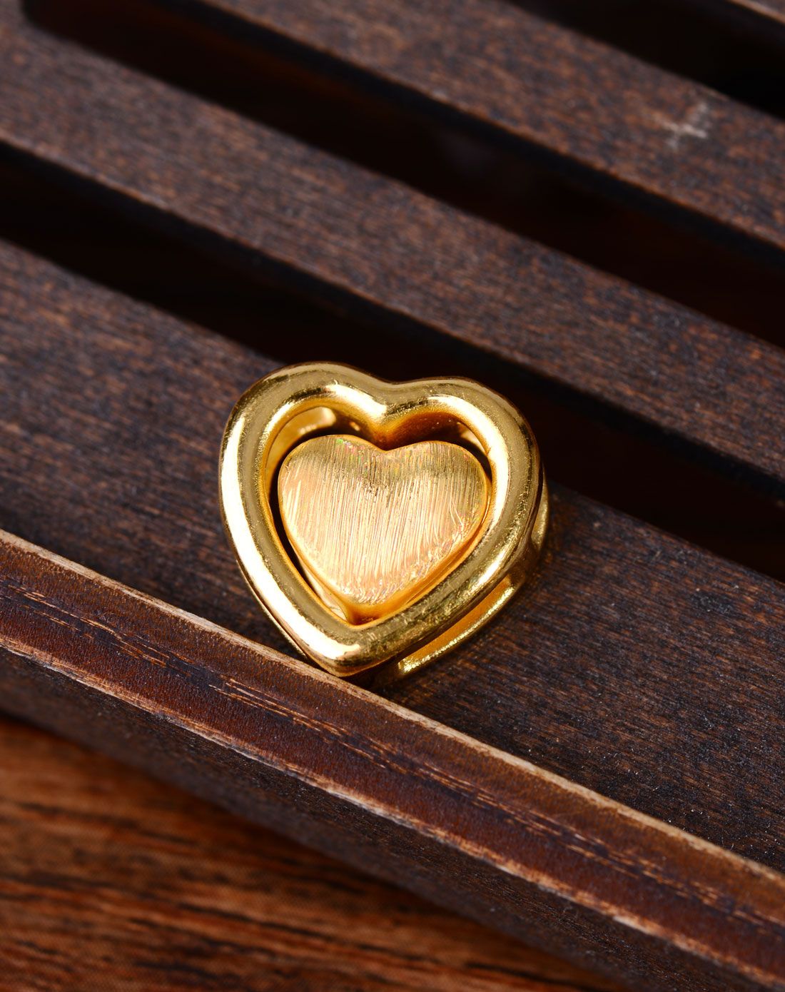 3d硬金千足金黄金吊坠拉丝双套爱心(2.5克)