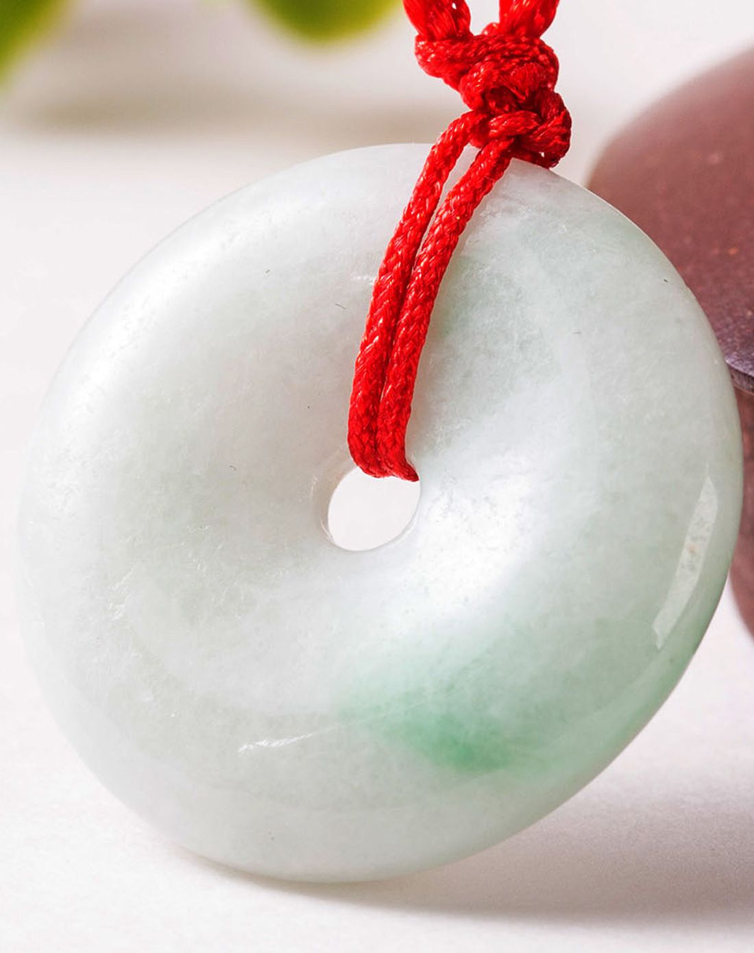 filial&love 豆种翠绿飘花平安扣翡翠吊坠a货附证书