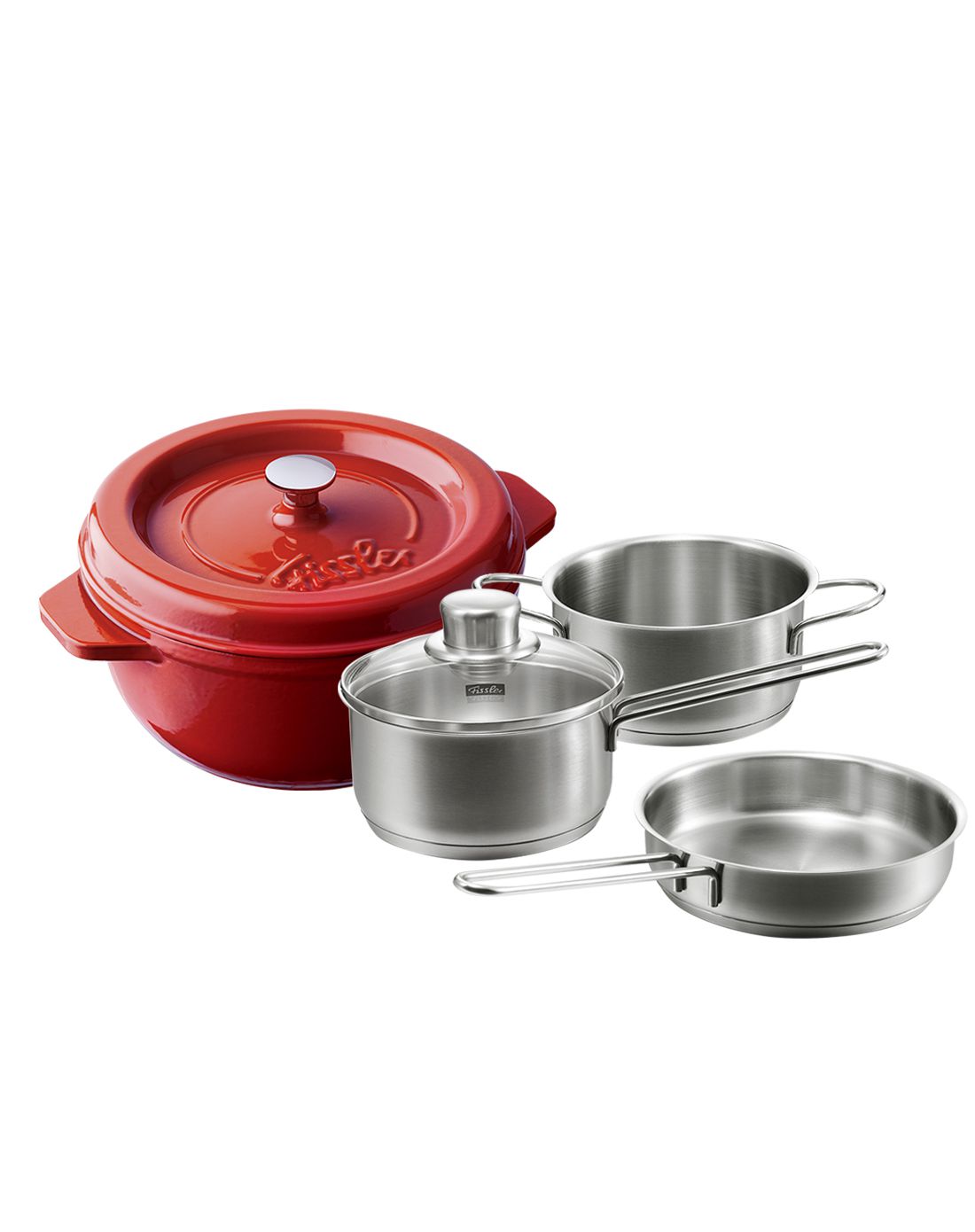 德国菲仕乐阿卡娜19cm红色铸铁锅2l 4件组