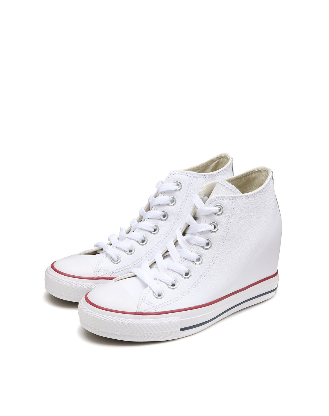 经典耐磨 女款白色高帮潮鞋 内增高