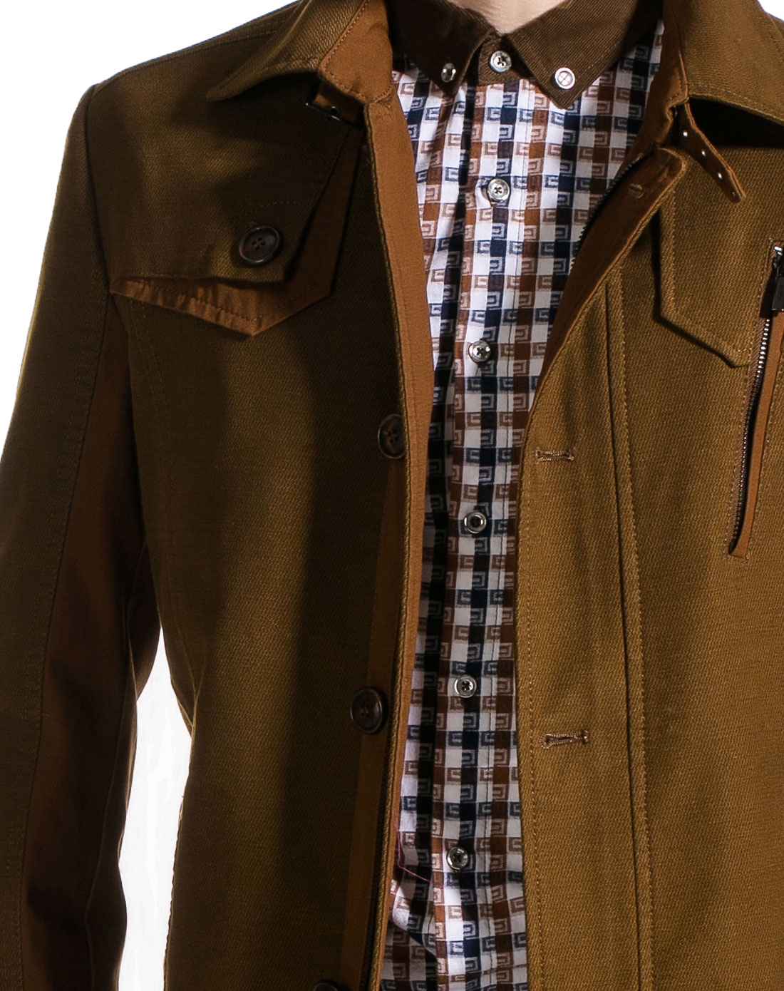 男士深卡其时尚休闲翻领风衣