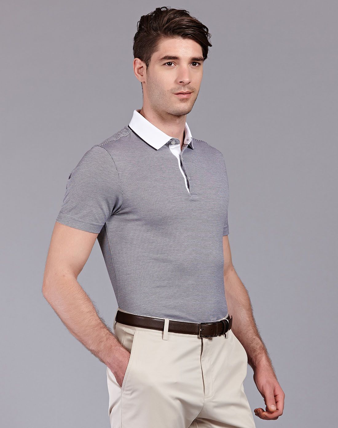 valent coupeau古柏黑白横纹丝棉混纺短袖t恤衫8226088_唯品会