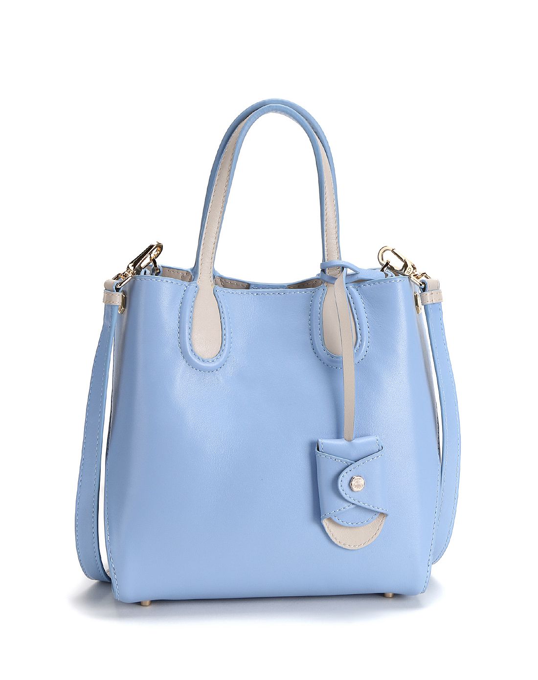 浅蓝色可爱俏丽牛皮两用包