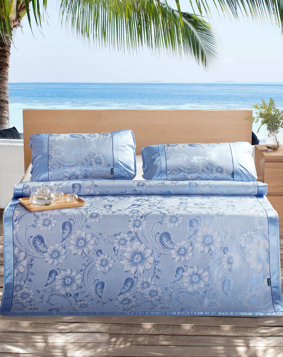 贝德罗150*195精品冰丝席三件套-蓝花楹6954787913289_唯品会