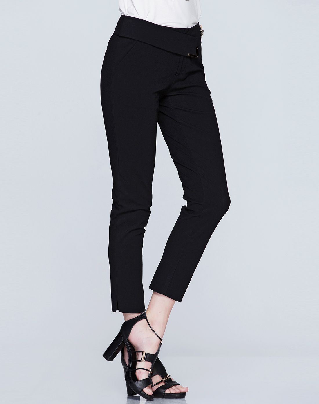 黑色瘦腿女式休闲裤