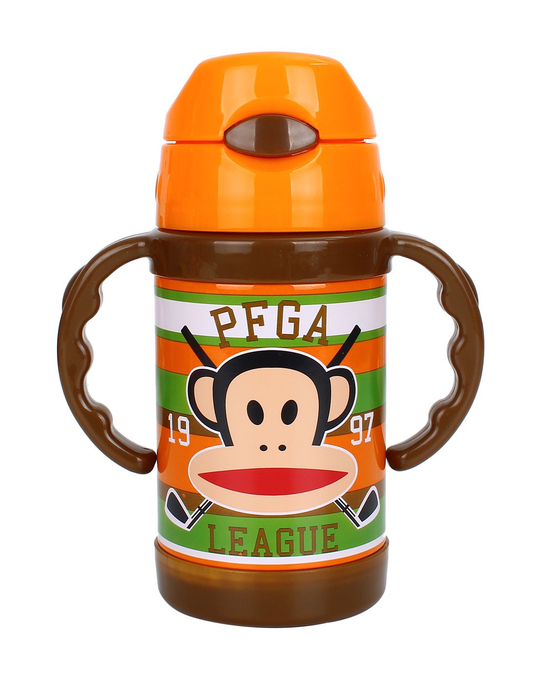 paul frank/大嘴猴中性橙色260ml双耳吸管保温杯