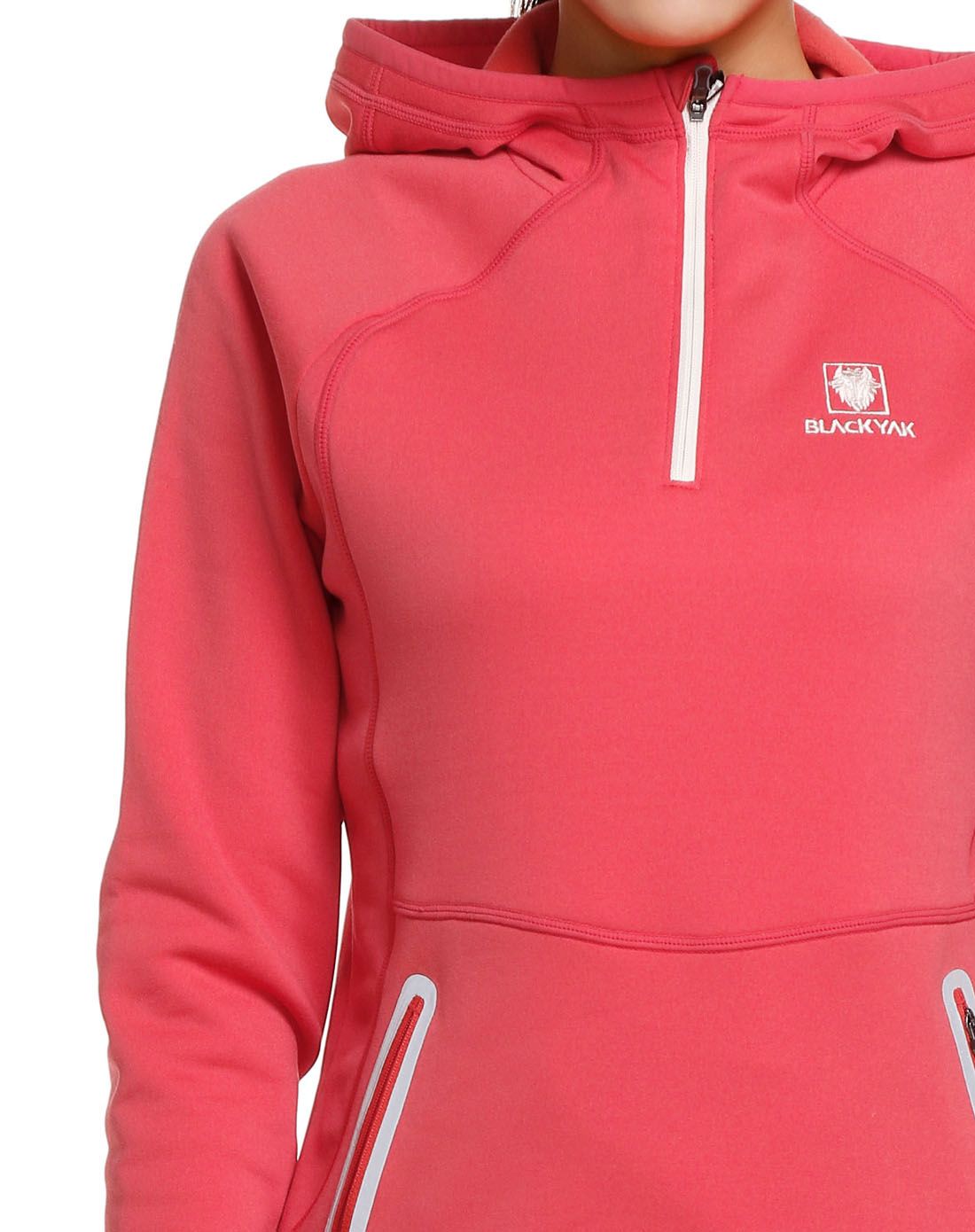 轻柔防寒 女款浅红色t恤 长袖连帽