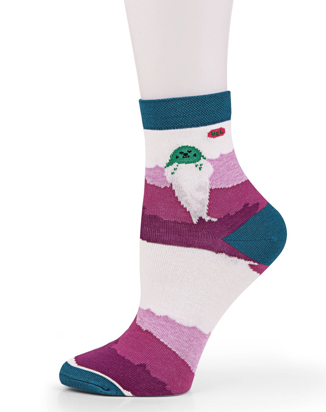 梦娜mengna&原字弹yzd袜子梦娜 5双装 水世界卡通提花中统女棉袜b621