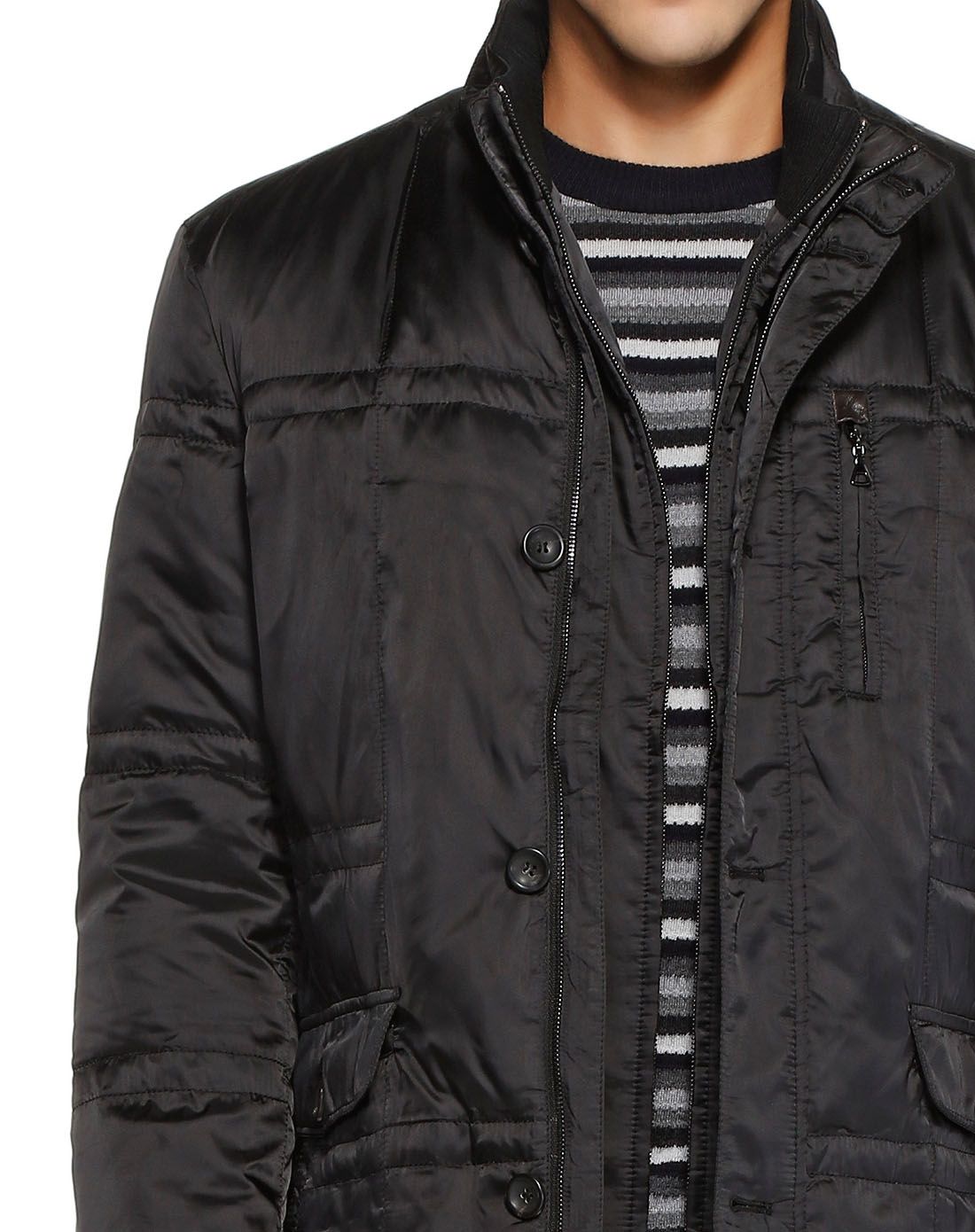 斯卡图carlo castello黑色时尚轻薄长袖羽绒服88326506709_唯品会