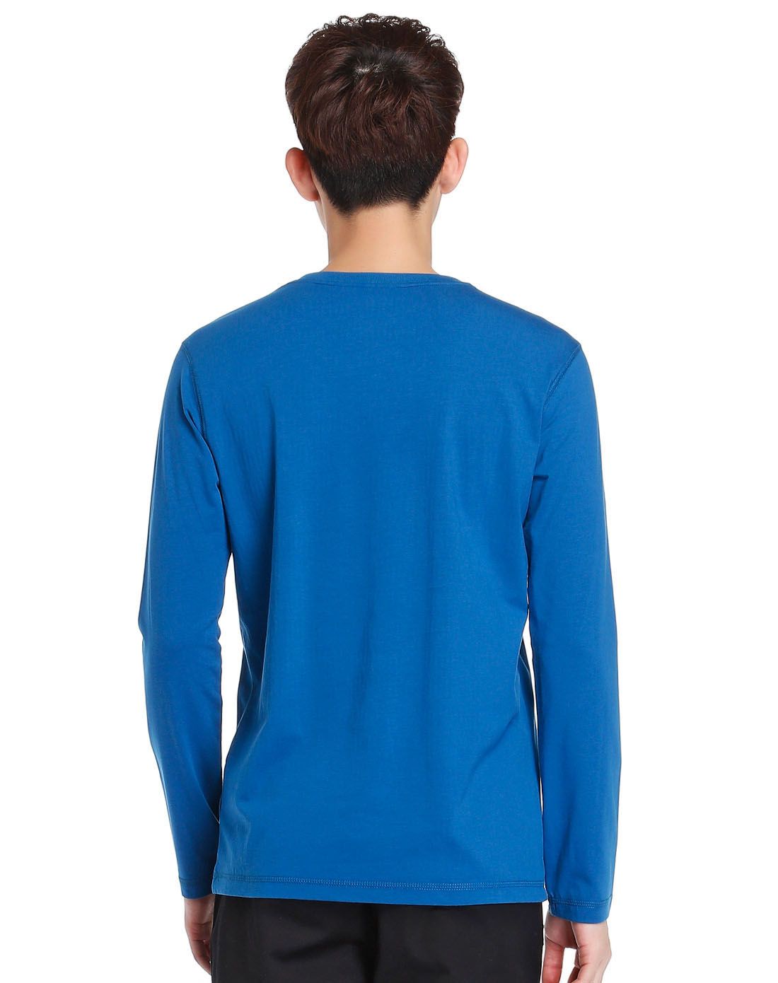 吸湿弹性 男款钴蓝色长袖t恤