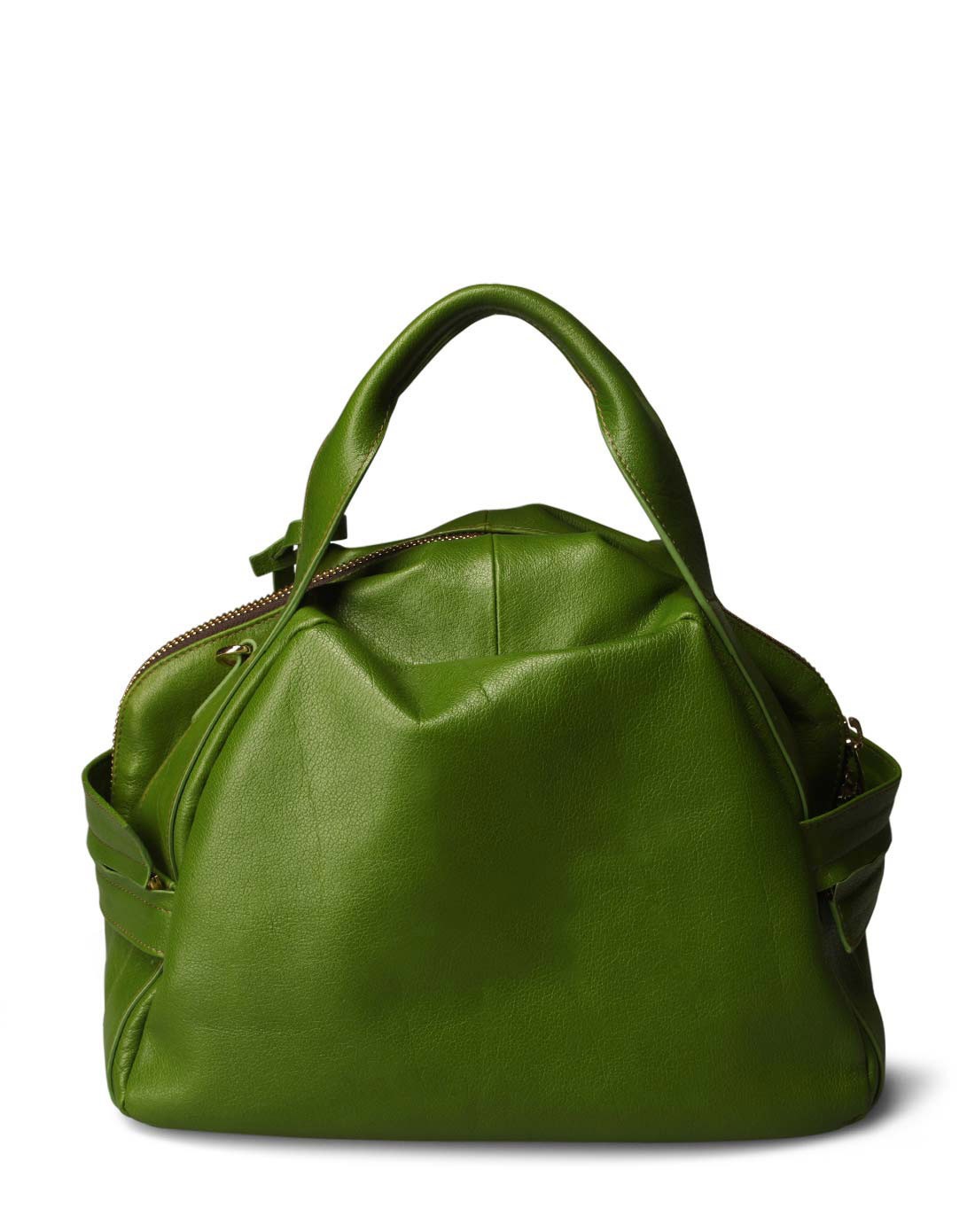 女款绿色潮流个性拉链装饰手提包c4893